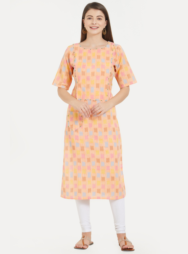 Peach Cotton Readymade Tunic 153093
