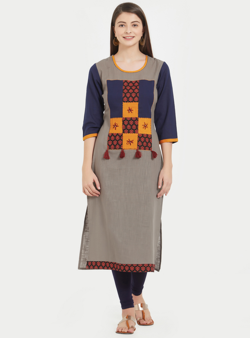 Grey Cotton Readymade Tunic 153095