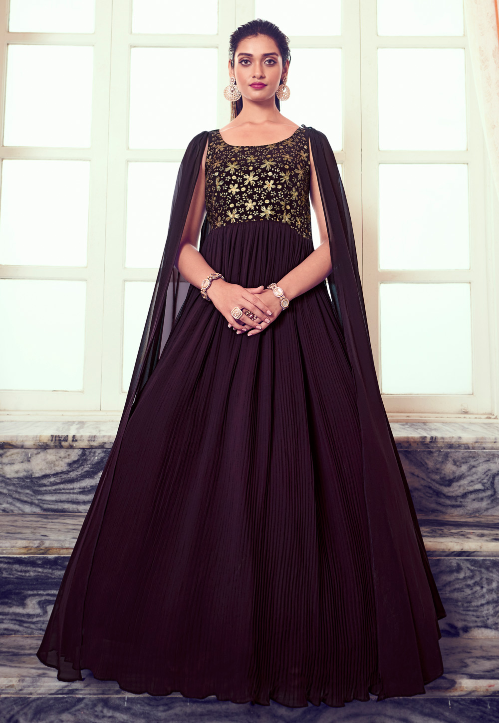 Purple Georgette Readymade Long Anarkali Suit 268497