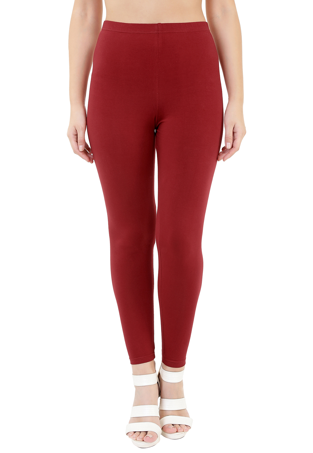 Maroon Lycra Readymade Leggings 180674