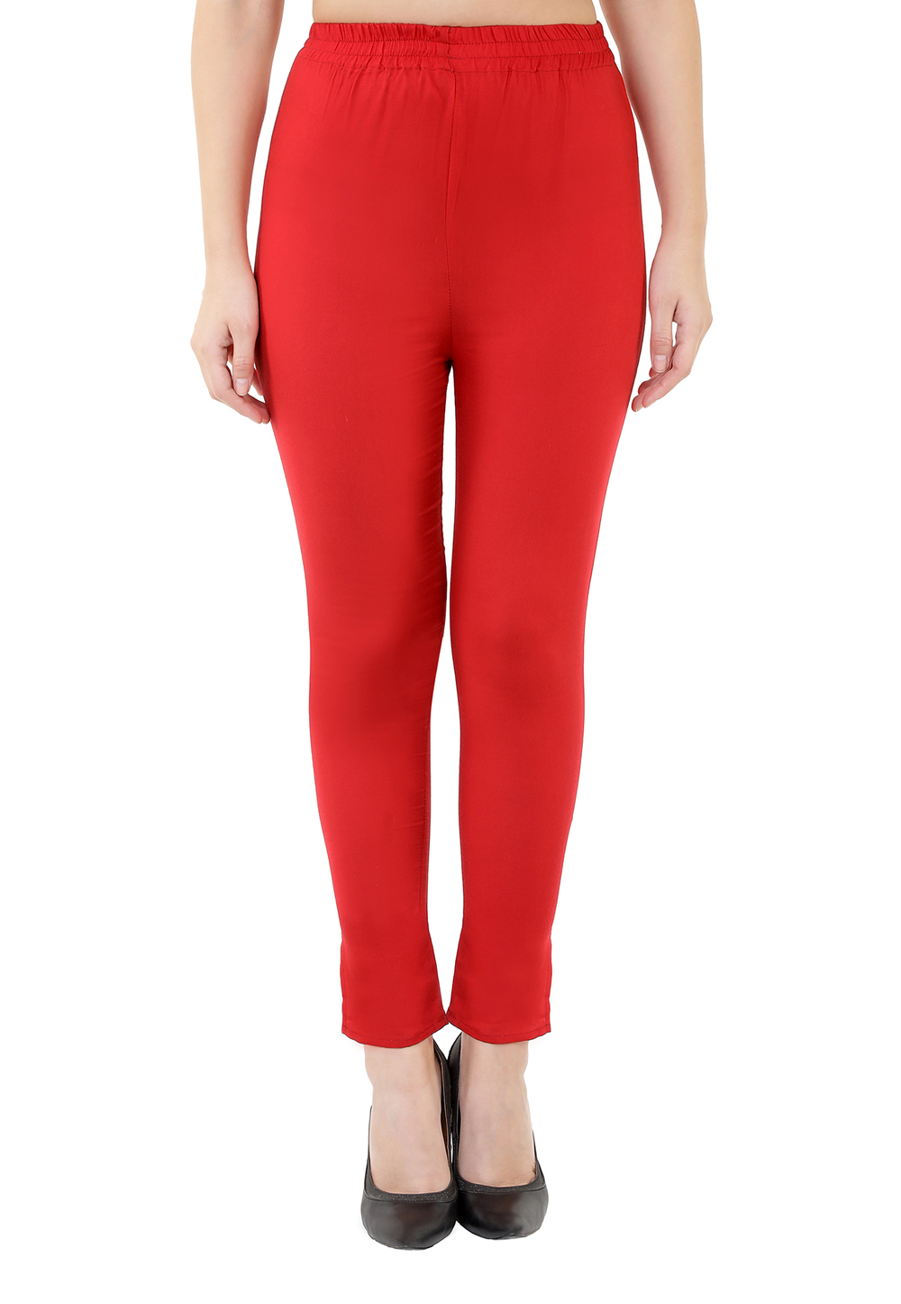 Red Lycra Readymade Leggings 180680
