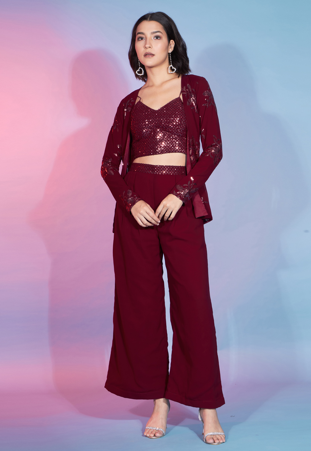 Maroon Georgette Co-Ords Set 274631