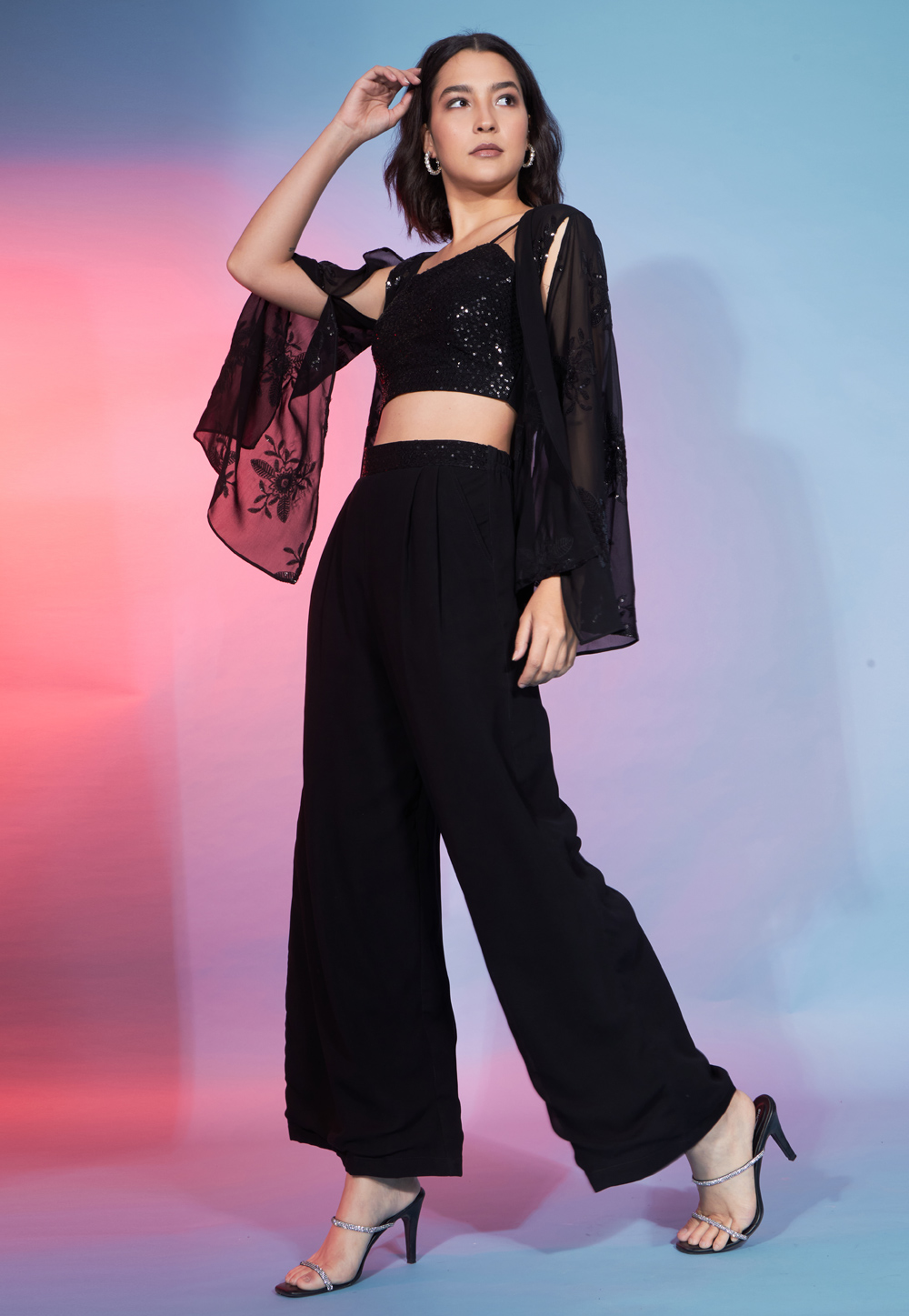 Black Georgette Co-Ords Set 274633