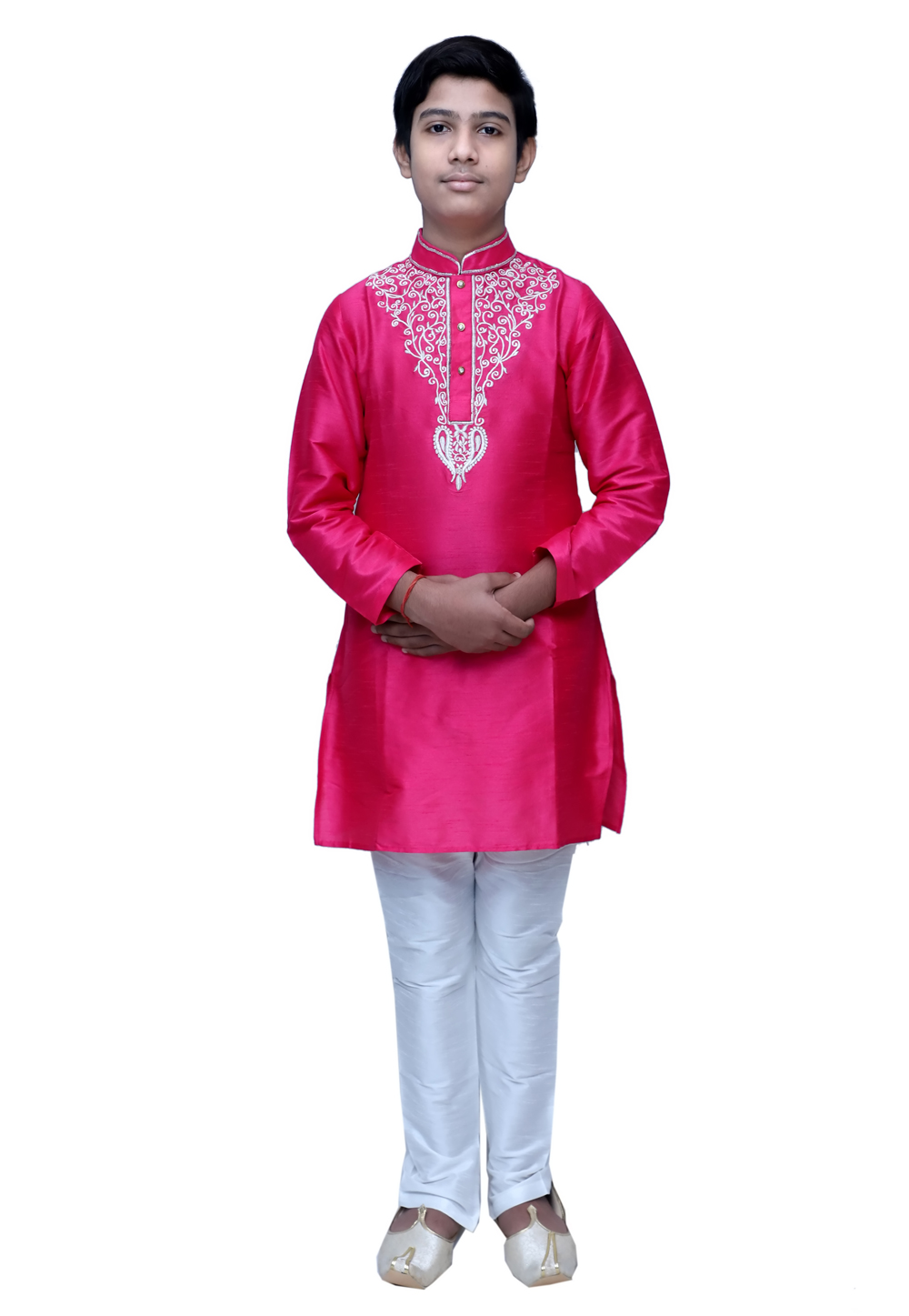 Pink Dupion Silk Readymade Kids Kurta Pajama 211344
