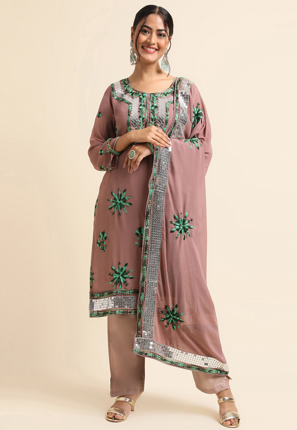 Light Brown Faux Georgette Pakistani Suit 271707