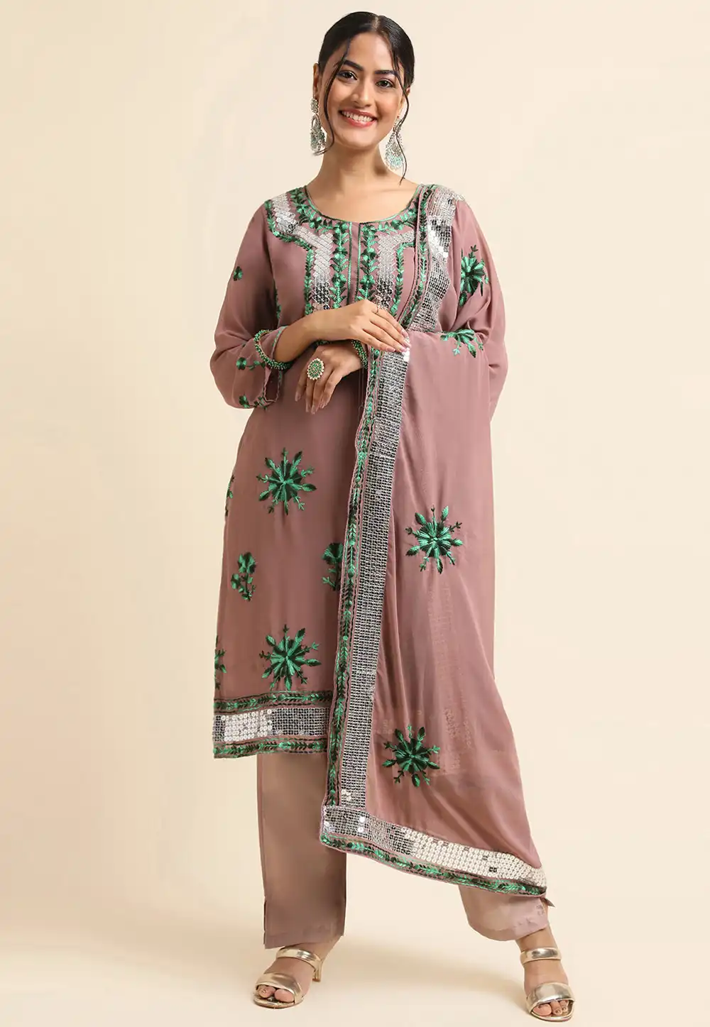 Light Brown Faux Georgette Pakistani Suit 271707