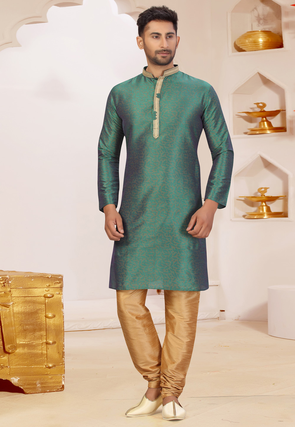 Green Art Silk Kurta Pajama 231049
