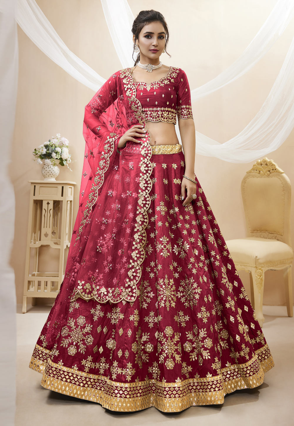 Maroon Art Silk Circular Lehenga Choli 267707