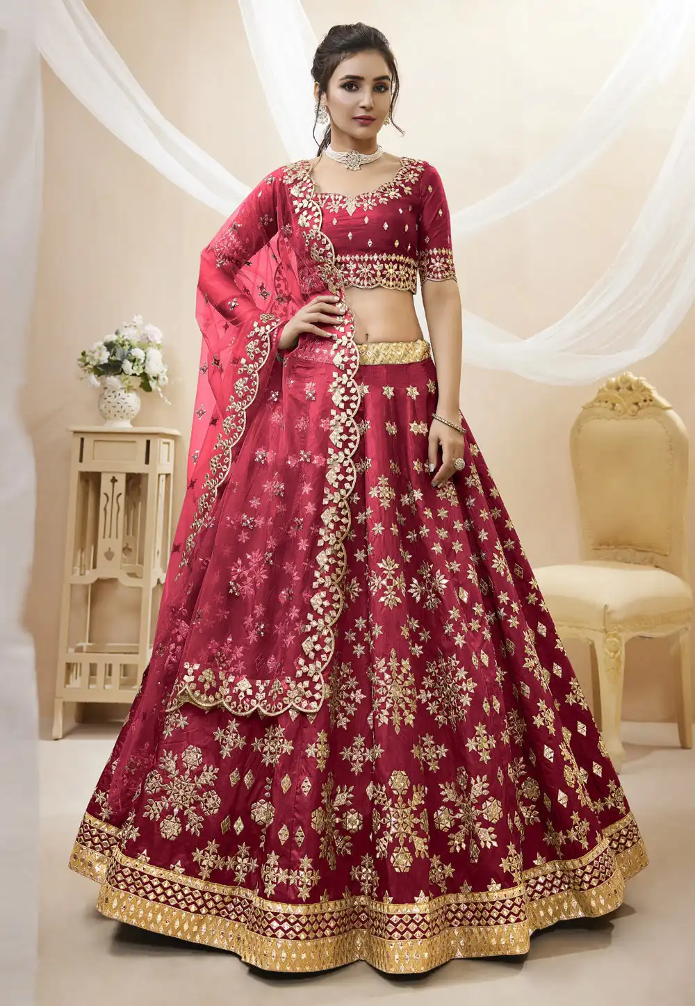Maroon Art Silk Circular Lehenga Choli 267707