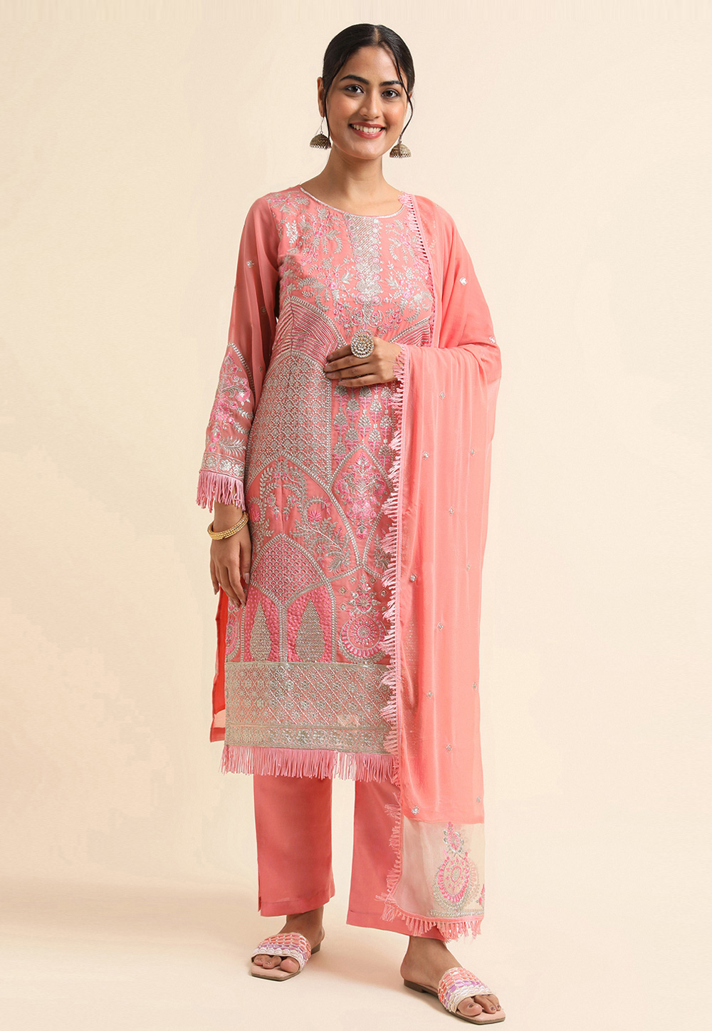 Peach Faux Georgette Pakistani Suit 271711