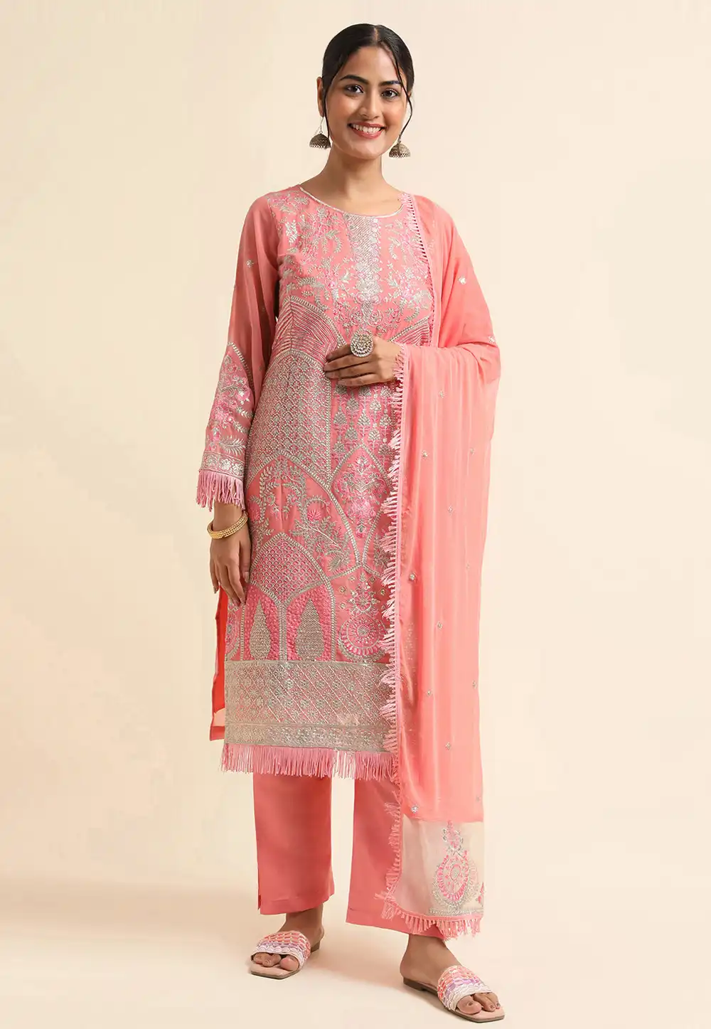 Peach Faux Georgette Pakistani Suit 271711
