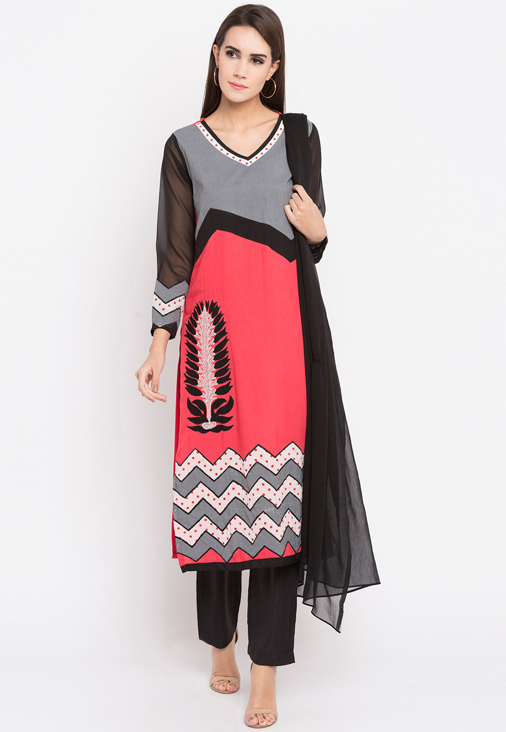 Pink Cotton Pant Style Suit 153834
