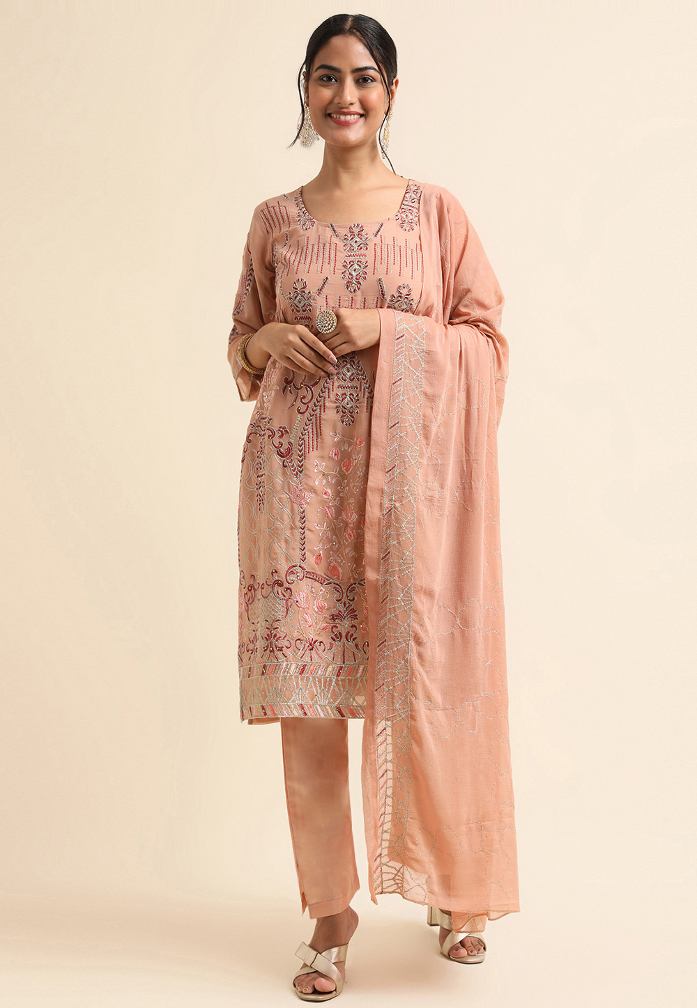 Peach Faux Georgette Pakistani Suit 271718