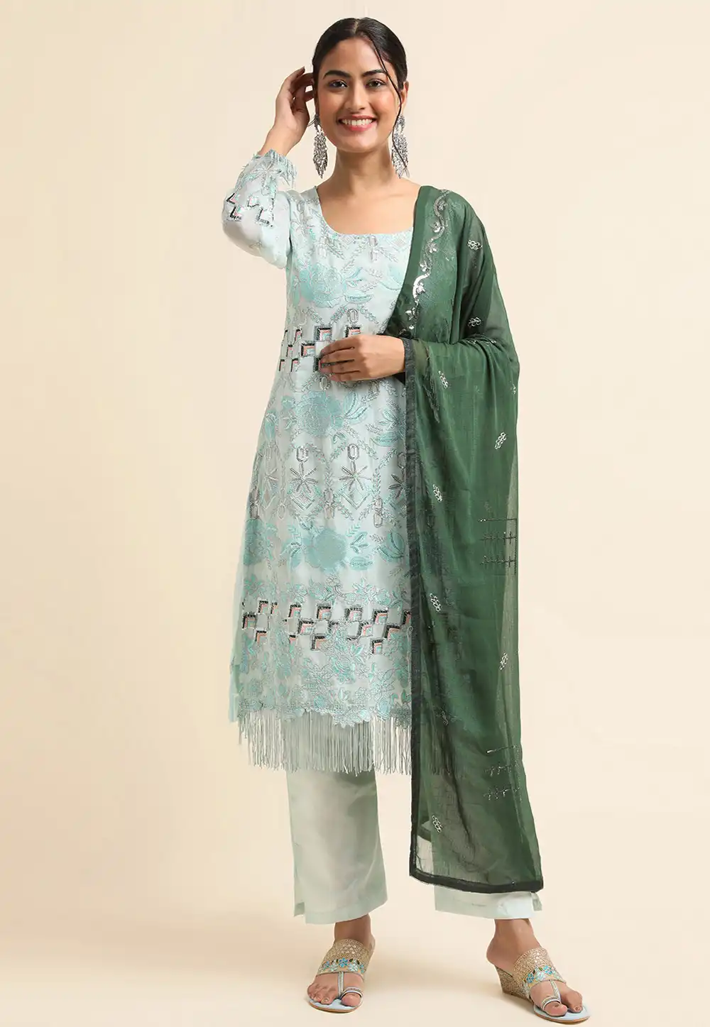 Sky Blue Faux Georgette Pakistani Suit 271728