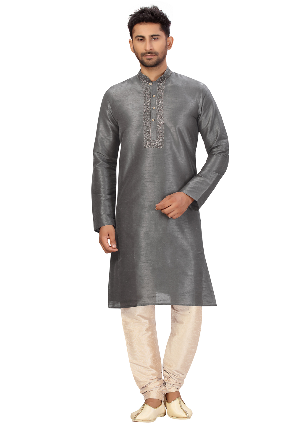 Grey Art Silk Kurta Pajama 231073