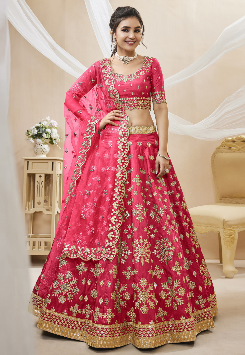Magenta Art Silk Circular Lehenga Choli 267710
