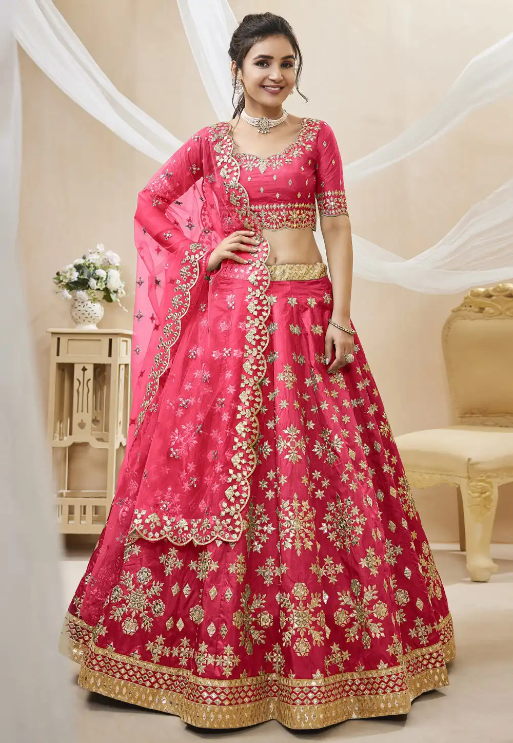 Magenta Art Silk Circular Lehenga Choli 267710