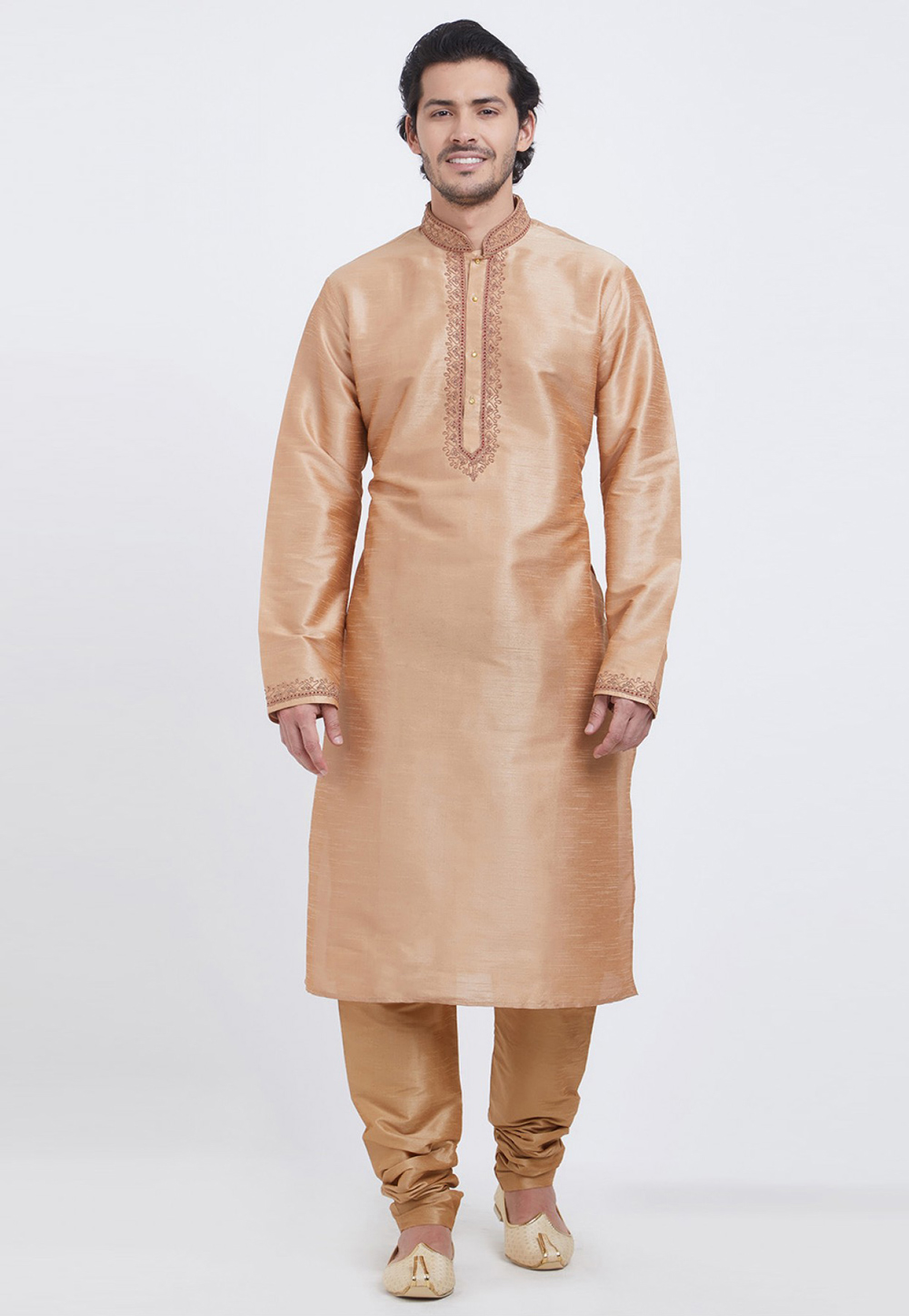 Golden Art Silk Kurta Pajama 234970