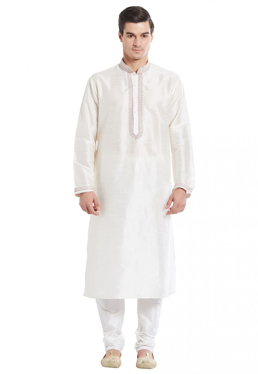 Off White Art Silk Kurta Pajama 234975