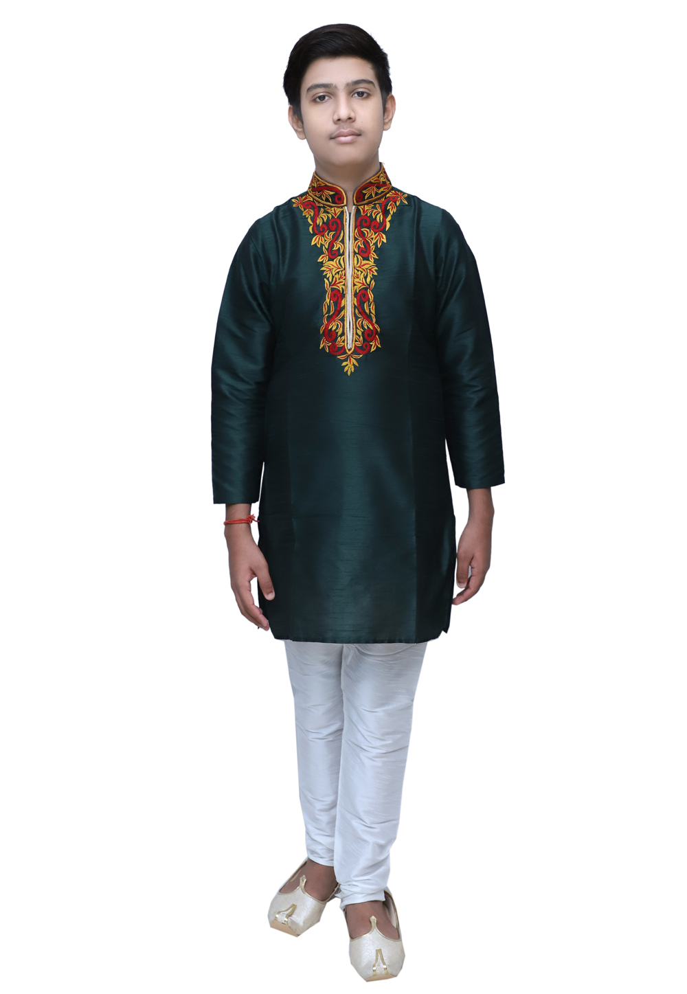 Teal Dupion Silk Readymade Kids Kurta Pajama 211350