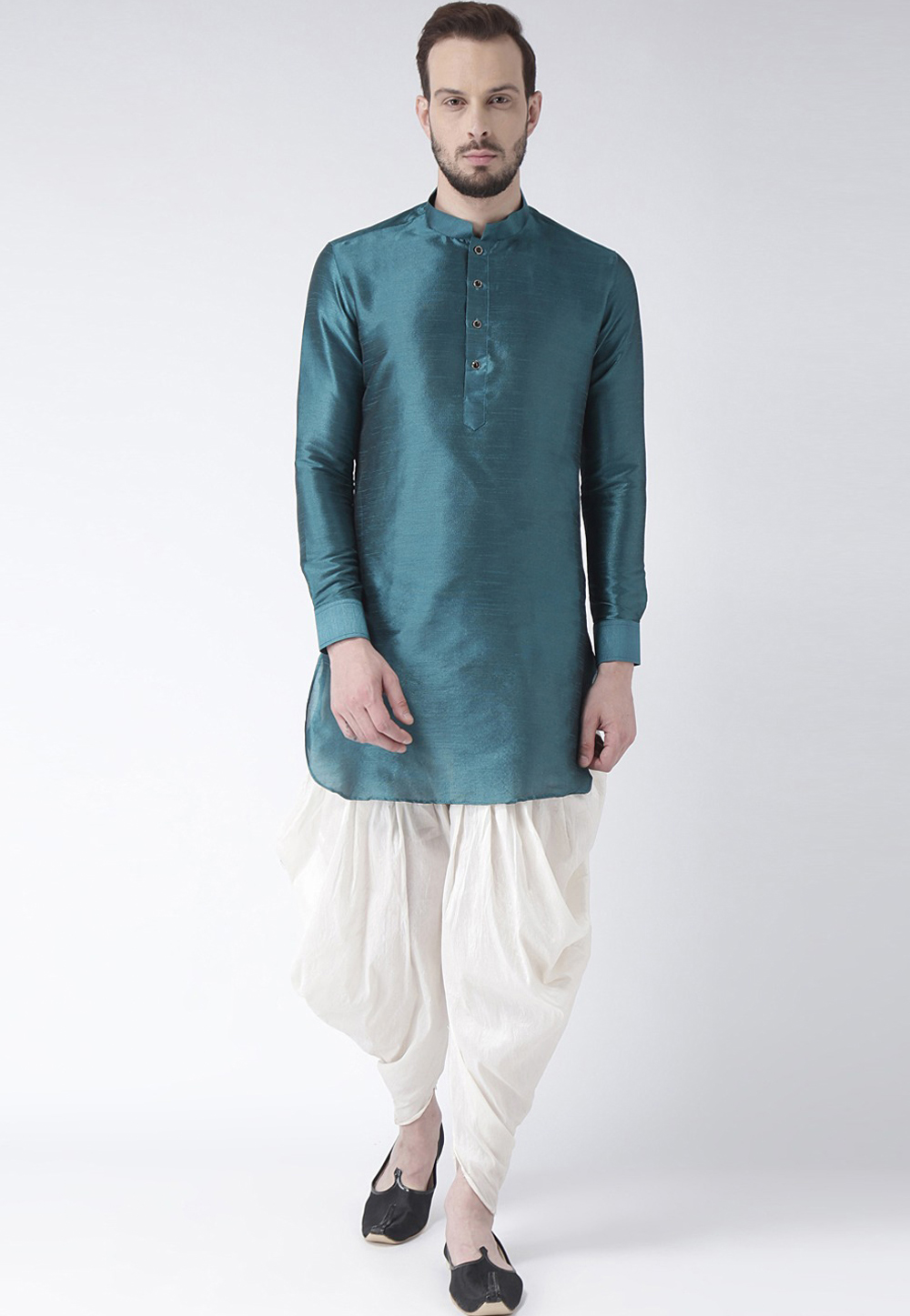 Teal Art Silk Dhoti Kurta 234987