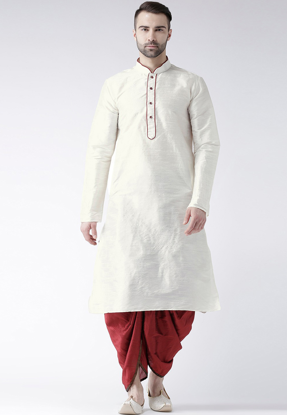 Off White Art Silk Dhoti Kurta 234991