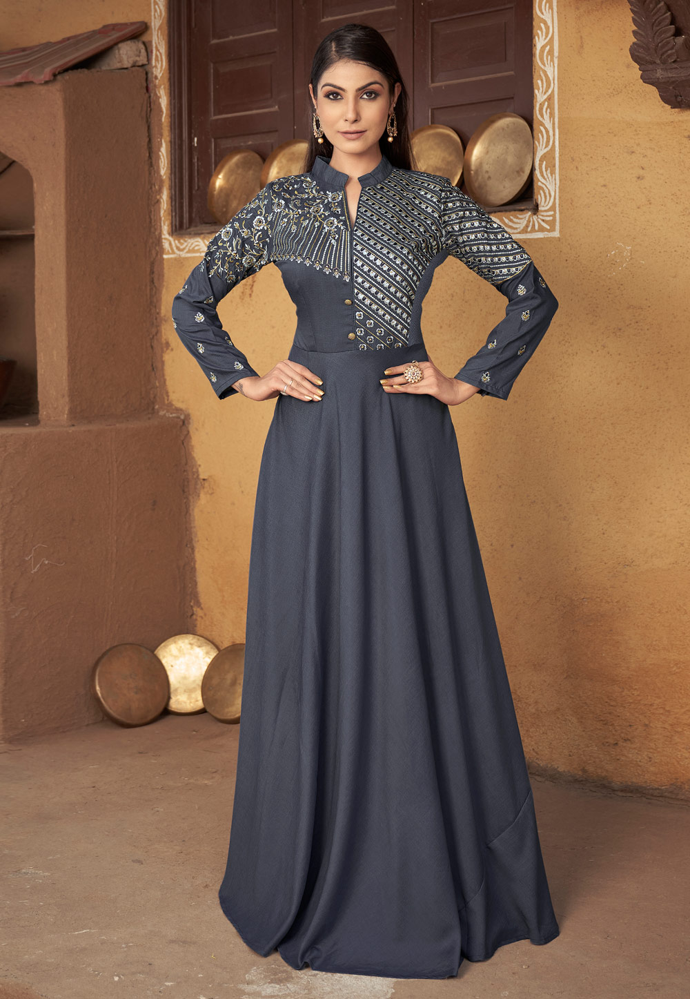 Grey Muslin Gown 272333