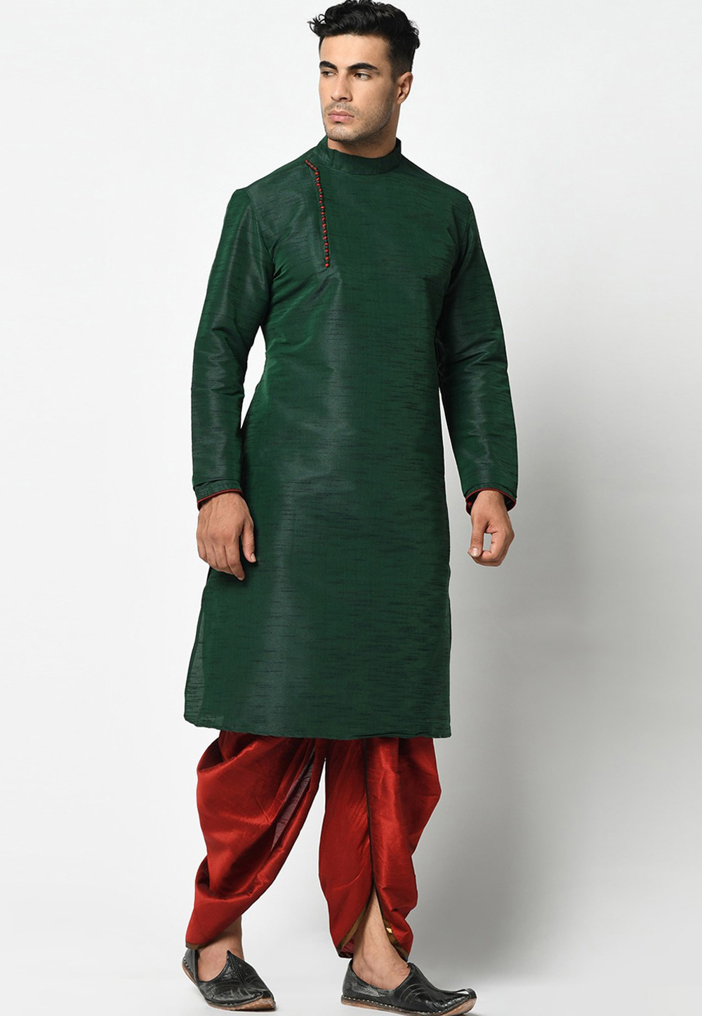 Green Art Silk Dhoti Kurta 235001