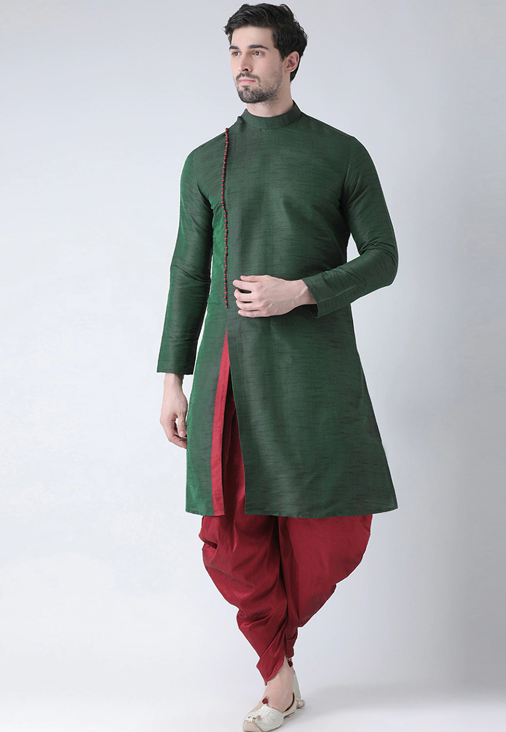 Green Art Silk Dhoti Kurta 235003