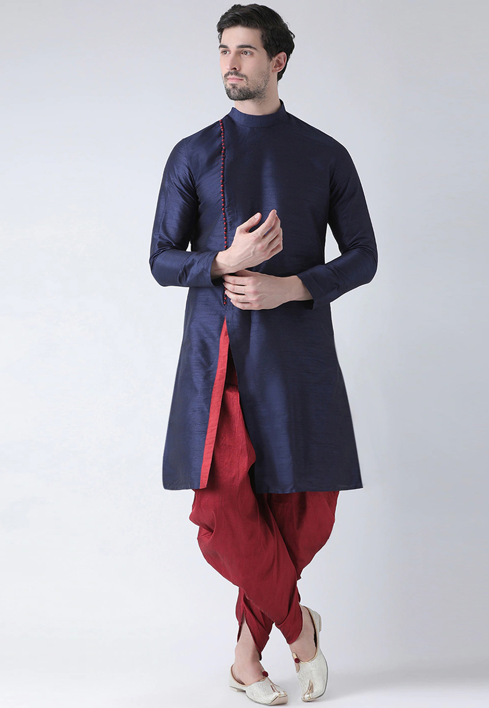 Navy Blue Art Silk Dhoti Kurta 235005