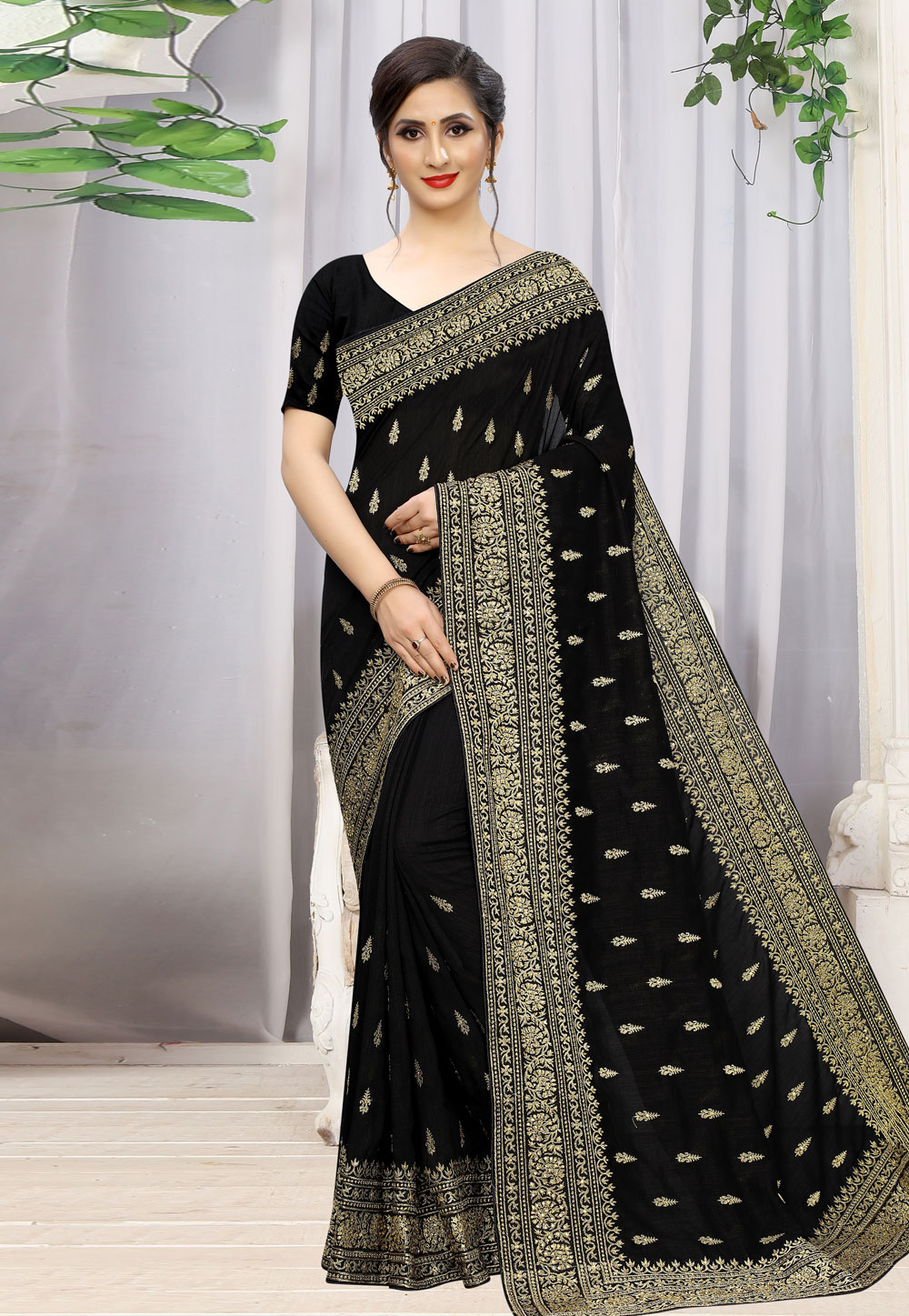 Black Silk Festival Wear Saree 198569