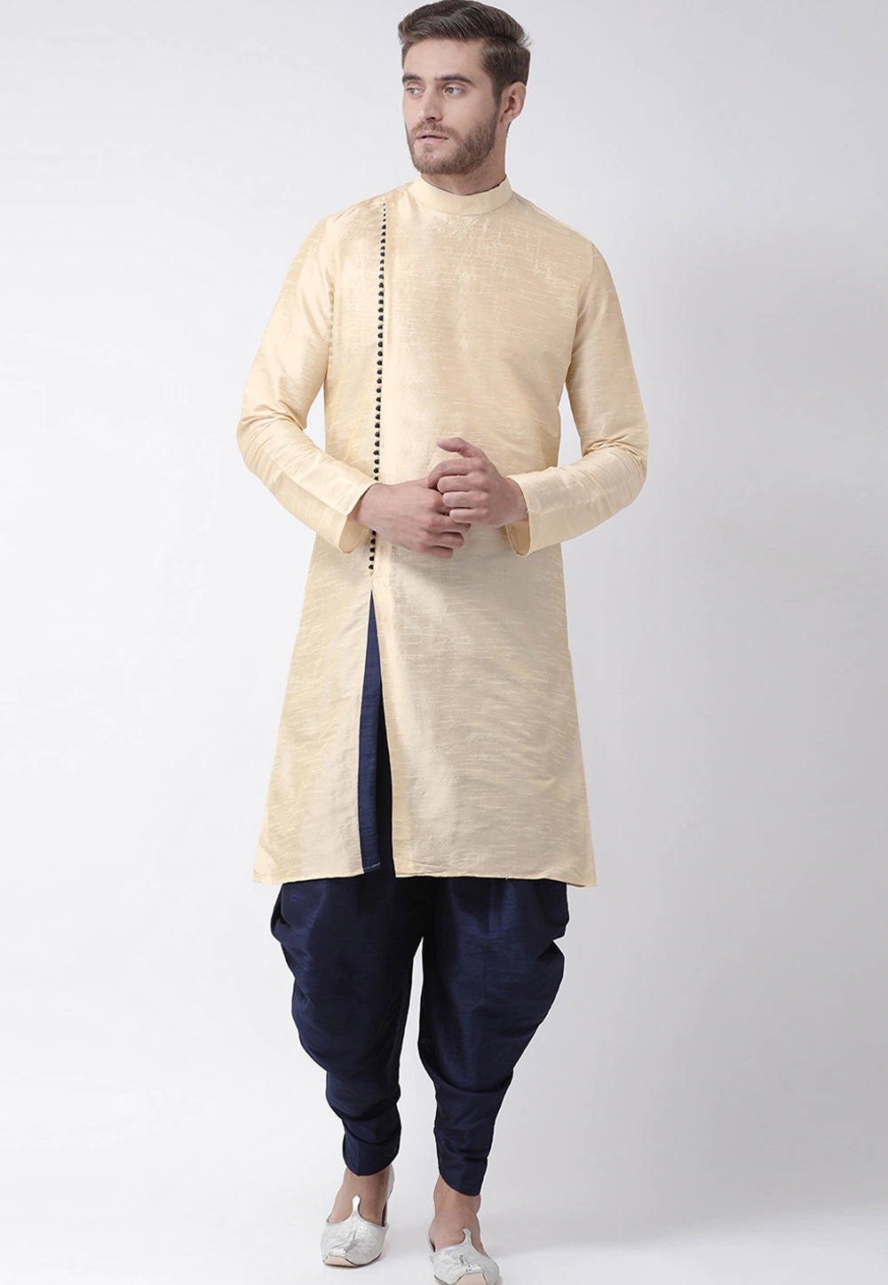 Cream Art Silk Dhoti Kurta 235008