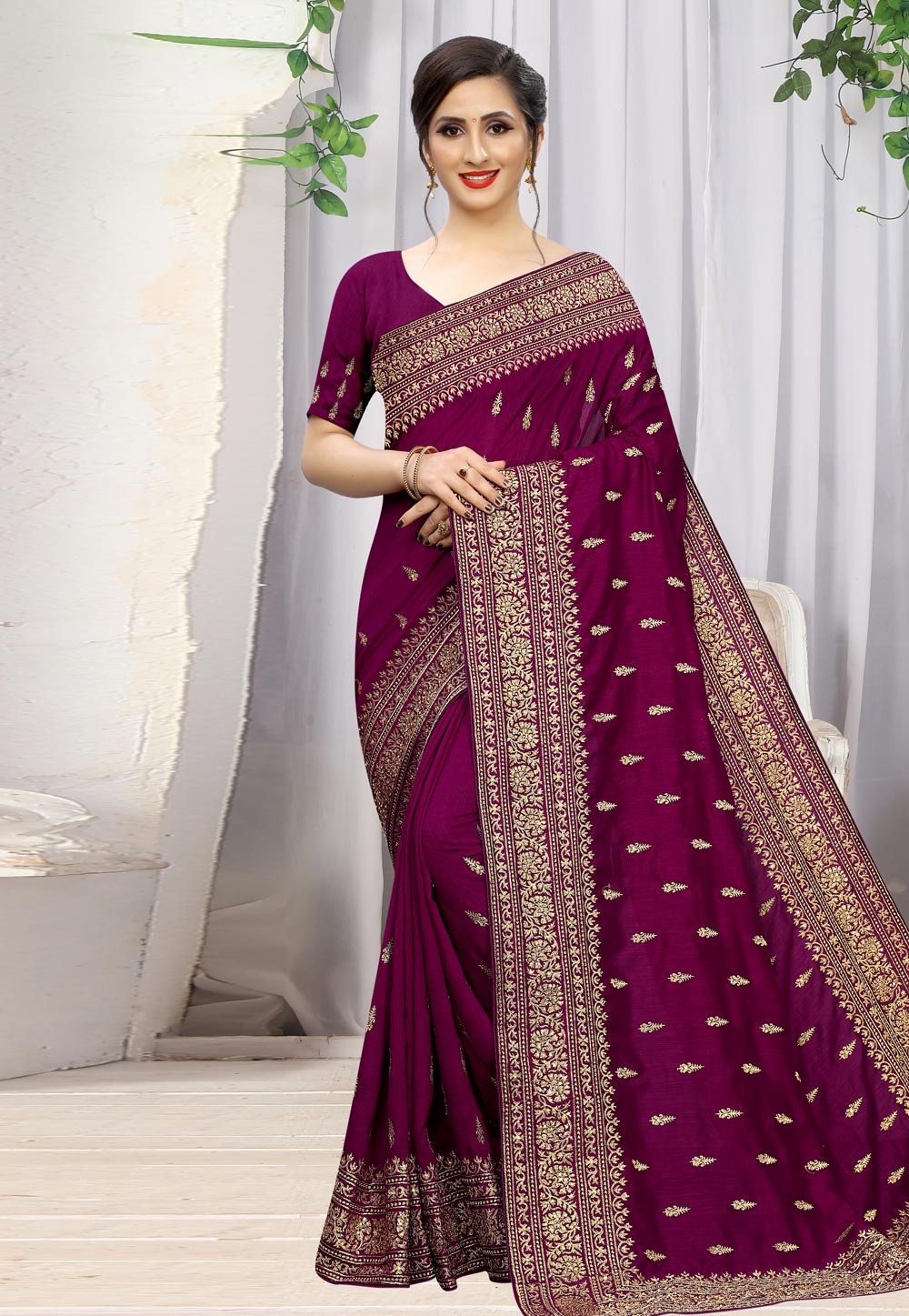 Purple Silk Saree With Blouse 198572
