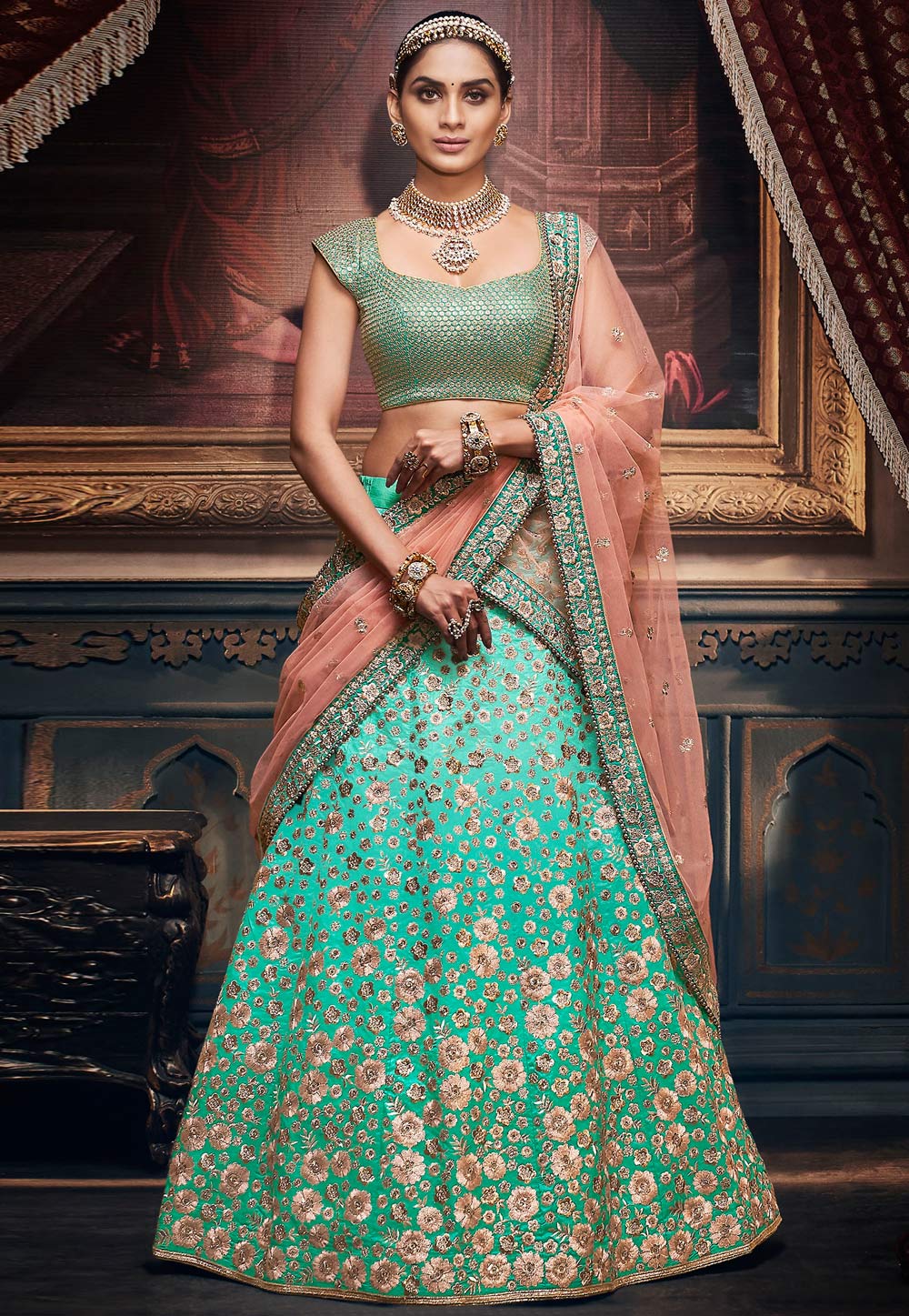 Aqua Silk Circular Lehenga Choli 190231