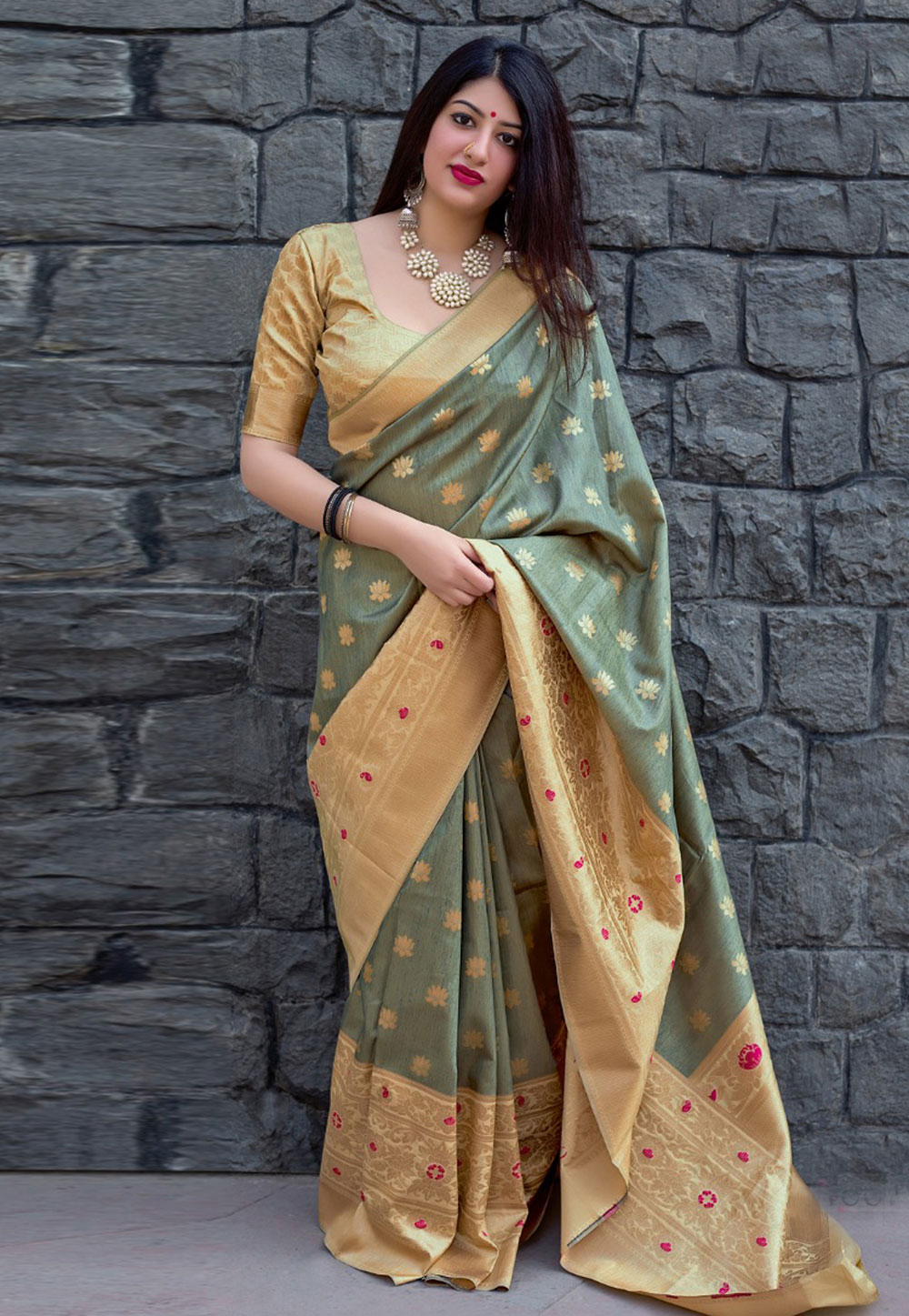 Shaded Green Silk Festival Wear Saree 155605