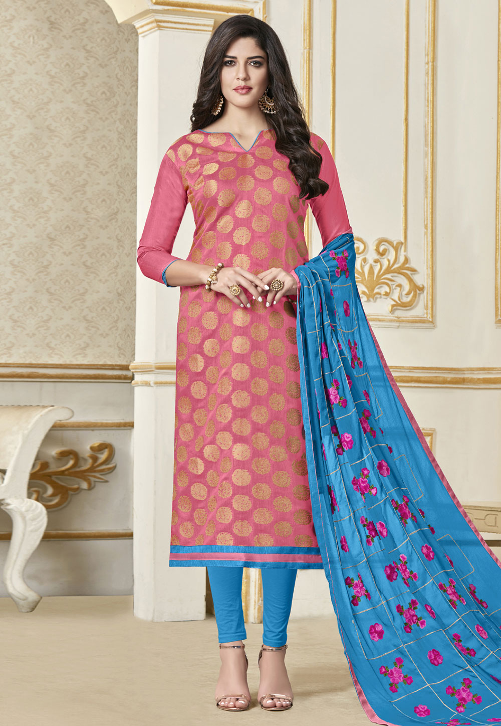 Pink Banarasi Pakistani Style Suit 155889