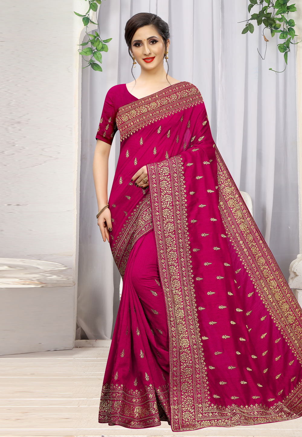 Magenta Silk Festival Wear Saree 198575