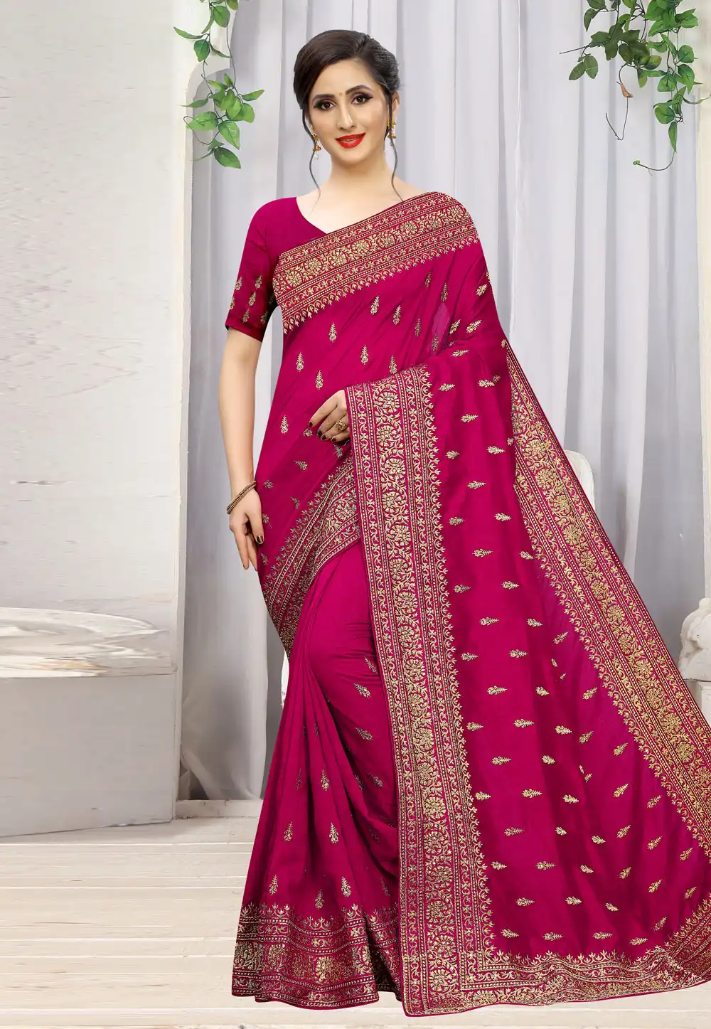 Magenta Silk Festival Wear Saree 198575