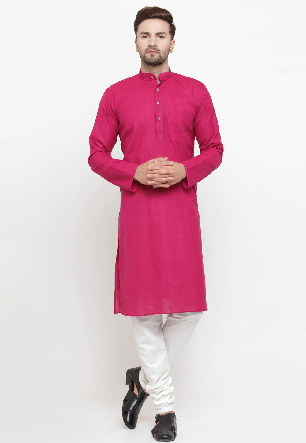 Pink Cotton Kurta Pajama 244481