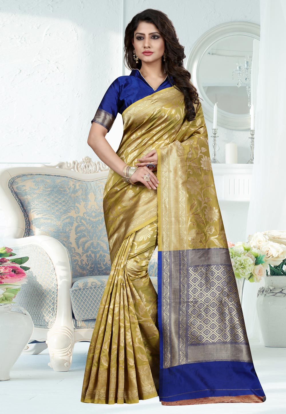 Green Banarasi Art Silk Saree With Blouse 229951