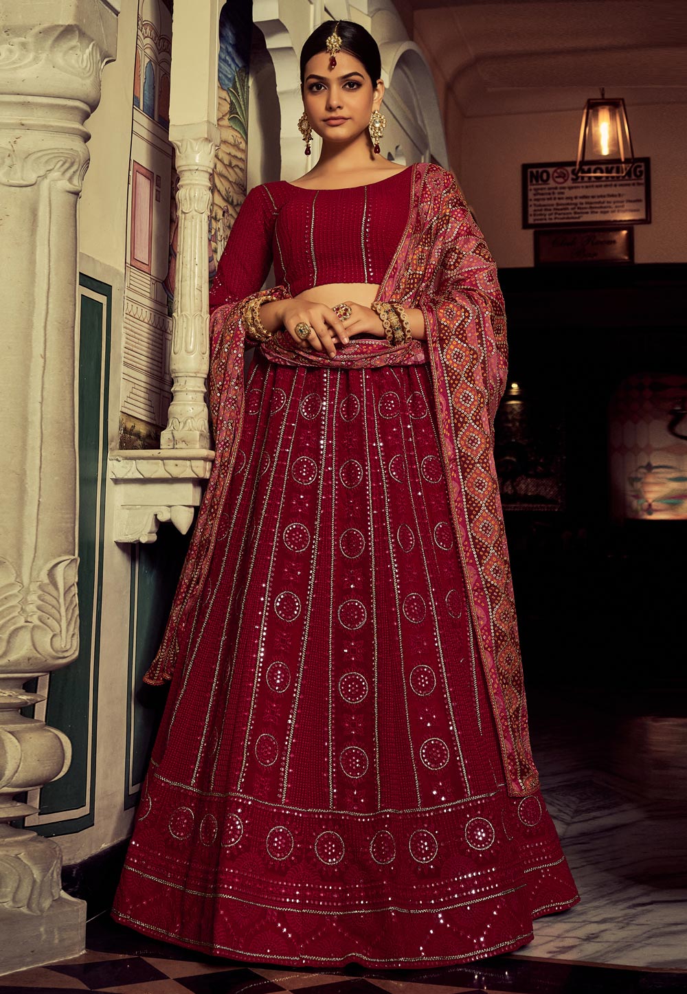 Maroon Georgette A Line Lehenga Choli 262344