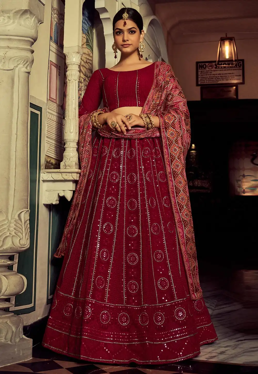 Maroon Georgette A Line Lehenga Choli 262344