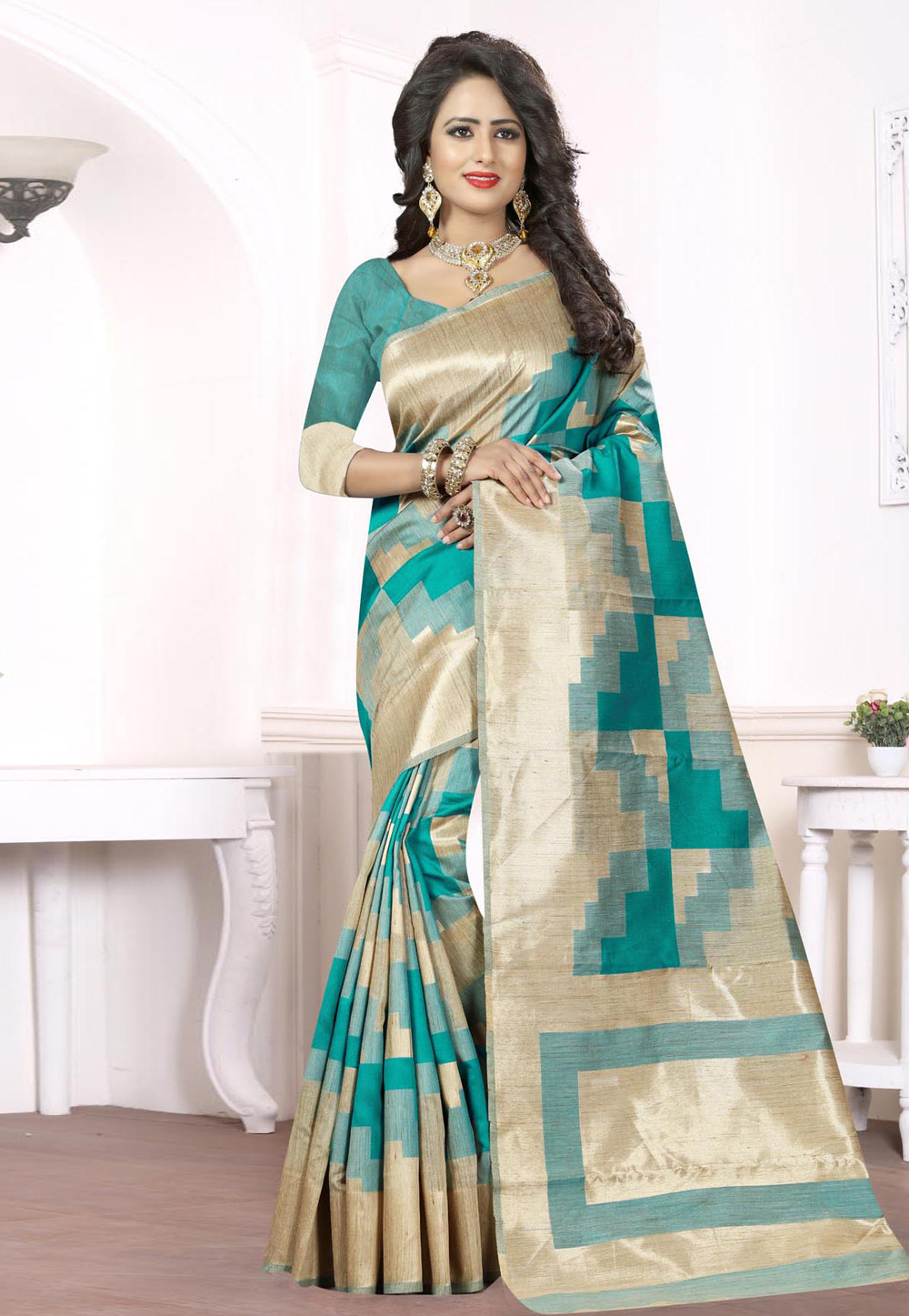 Sky Blue Banarasi Festival Wear Saree 230008