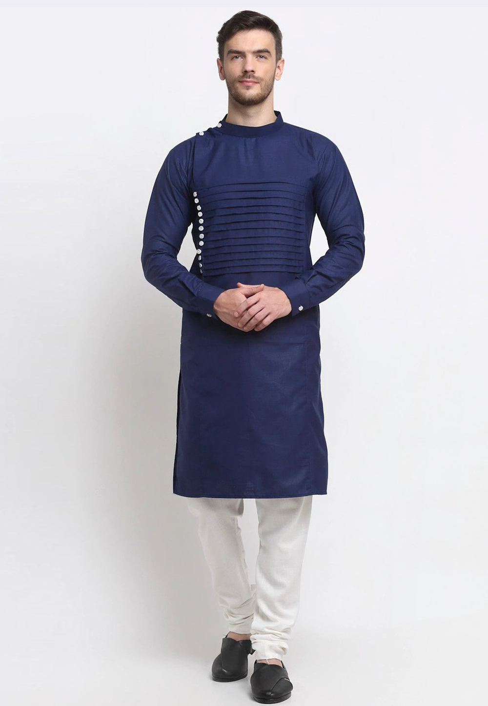 Navy Blue Cotton Kurta Pajama 244483