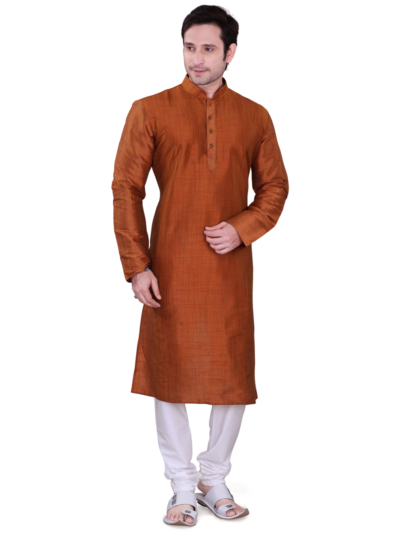 Brown Dupion Readymade Kurta Pajama 106553