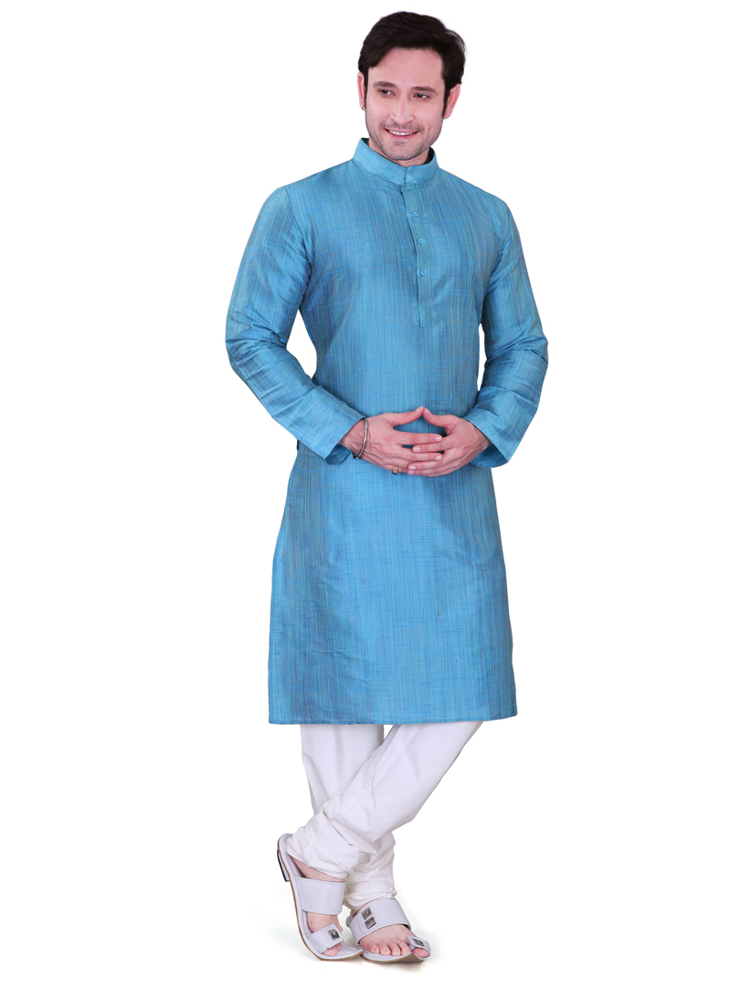 Sky Blue Dupion Readymade Kurta Pajama 106559