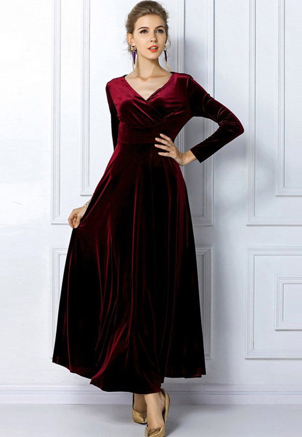 Maroon Velvet Readymade Designer Kurti 192310