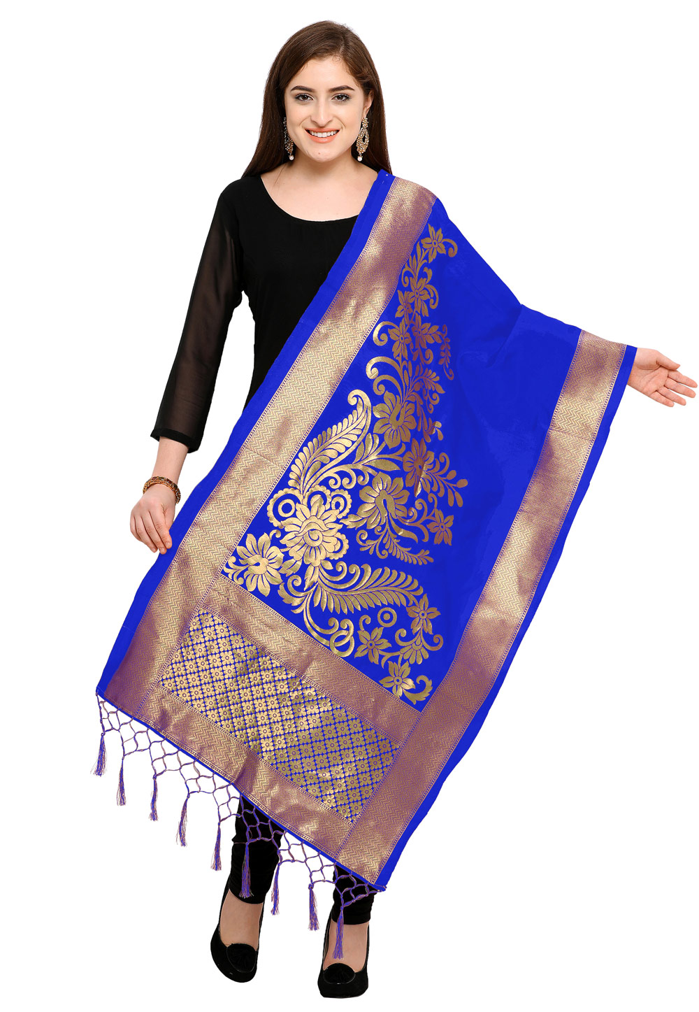 Blue Banarasi Silk Dupatta 162759