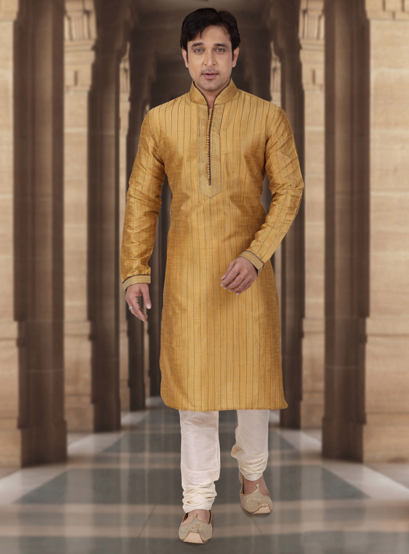 Golden Dupion Readymade Kurta Pajama 107840