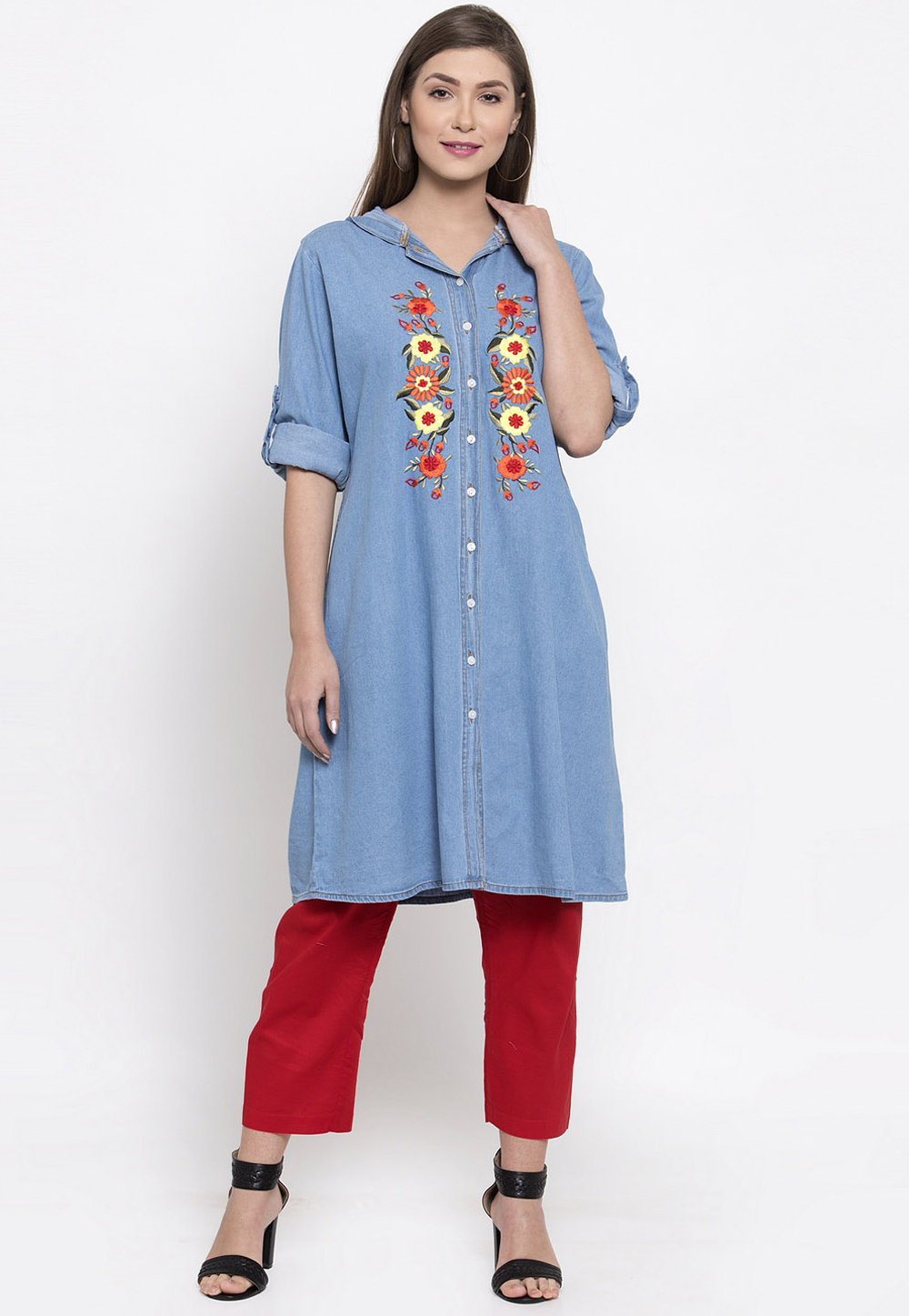 Light Blue Denim Readymade Kurti 192312